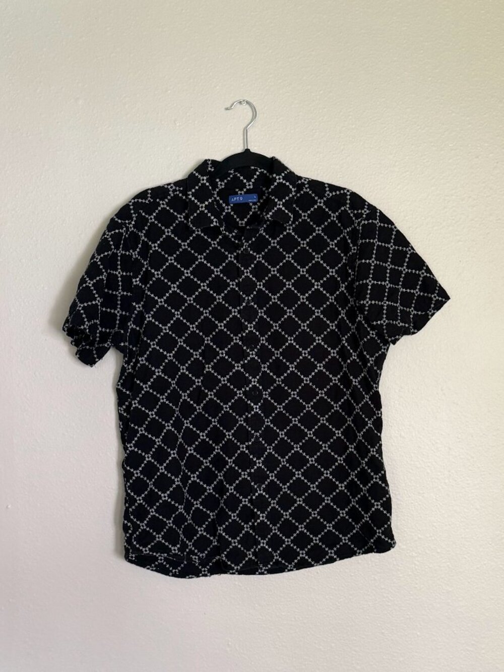 Men's Apt 9 Embroidered Short Sleeve Button Down Shirt Black Size L